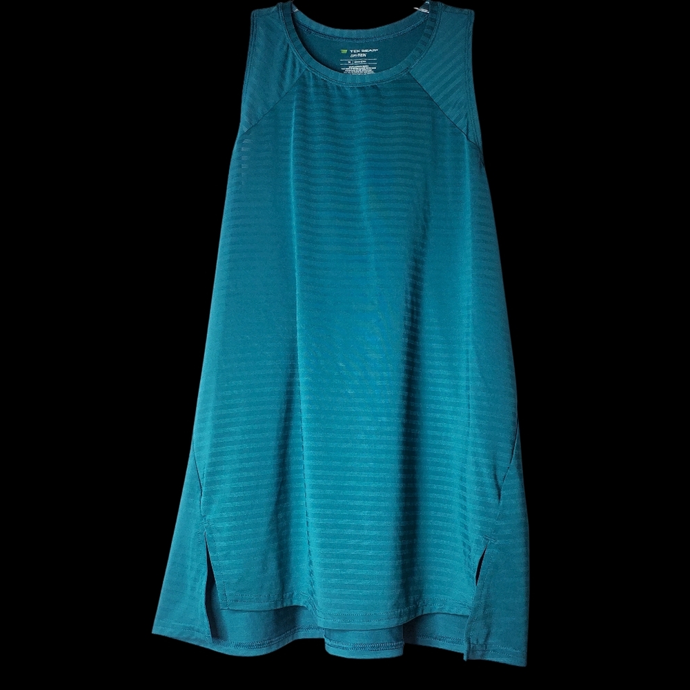 Tek Gear DryTek Medium Athletic Workout Tank Top Blue Stripes